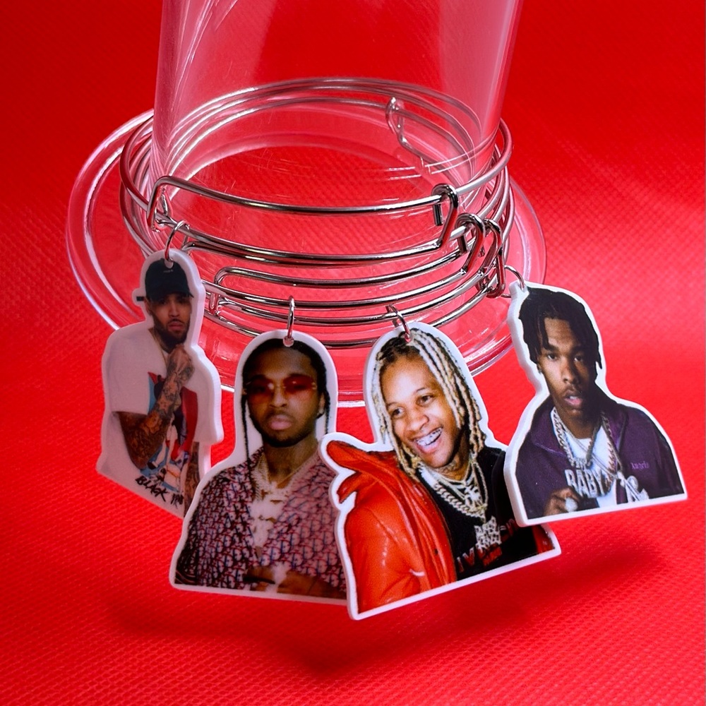 Hip hop rapper planar resin Flatback charms, bangle bracelet